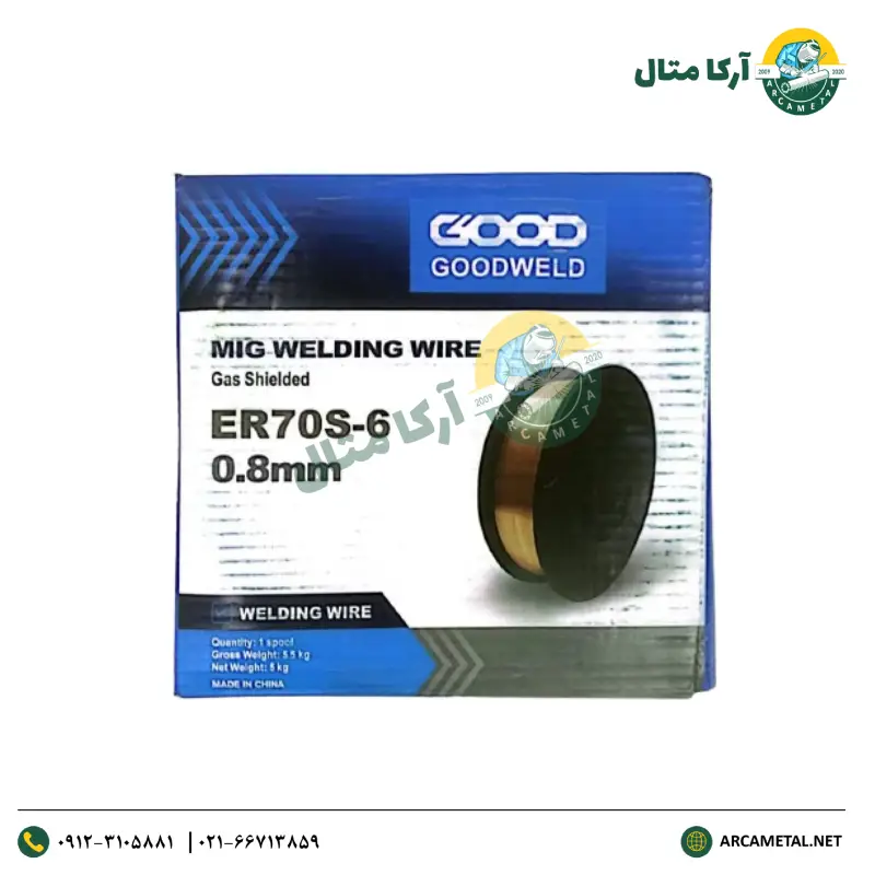 سیم حلقه Co2 آهن ER70S-6 گودولد